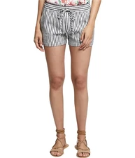 Sanctuary Clothing Womens Linen Casual Walking Shorts, White, Large