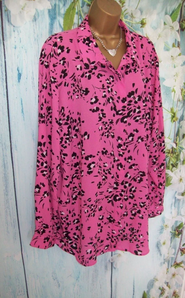 NEW LOOK CURVES TOP PLUS SIZE 24, Sugar pink button through blouse shirt - Image 3 of 4