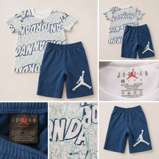 Jordan Boys 2-Piece T-Shirt  Shorts Set Size 7 Blue/White Jumpman Logo