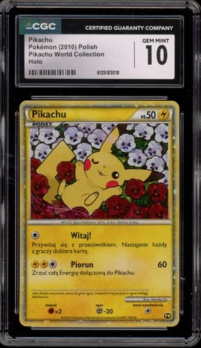 Pokemon Pikachu World Coll. POLISH Holo CGC 10 Gem Mint