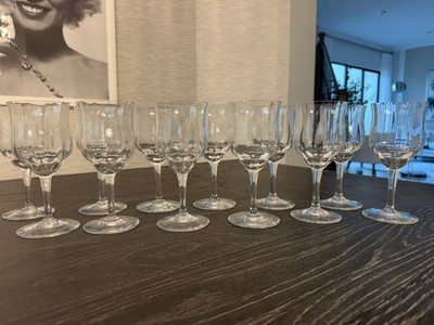 Baccarat Capri Optic Crystal Tall Water Goblets Set of 12 Signed France 7 1/8''