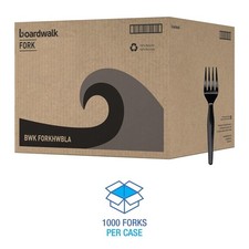 1000 Black Plastic Forks Heavy Weight Polystyrene Cutlery Restaurant FORKHWBLA