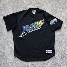 Vintage Tampa Bay Devil Rays MLB Majestic 1998 Inaugural Patch BP Jersey XXL 2XL