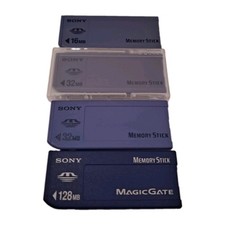 Sony Memory Stick Card Lot of 4 - 1x 128MB MagicGate  2x 32MB 1x 16MB