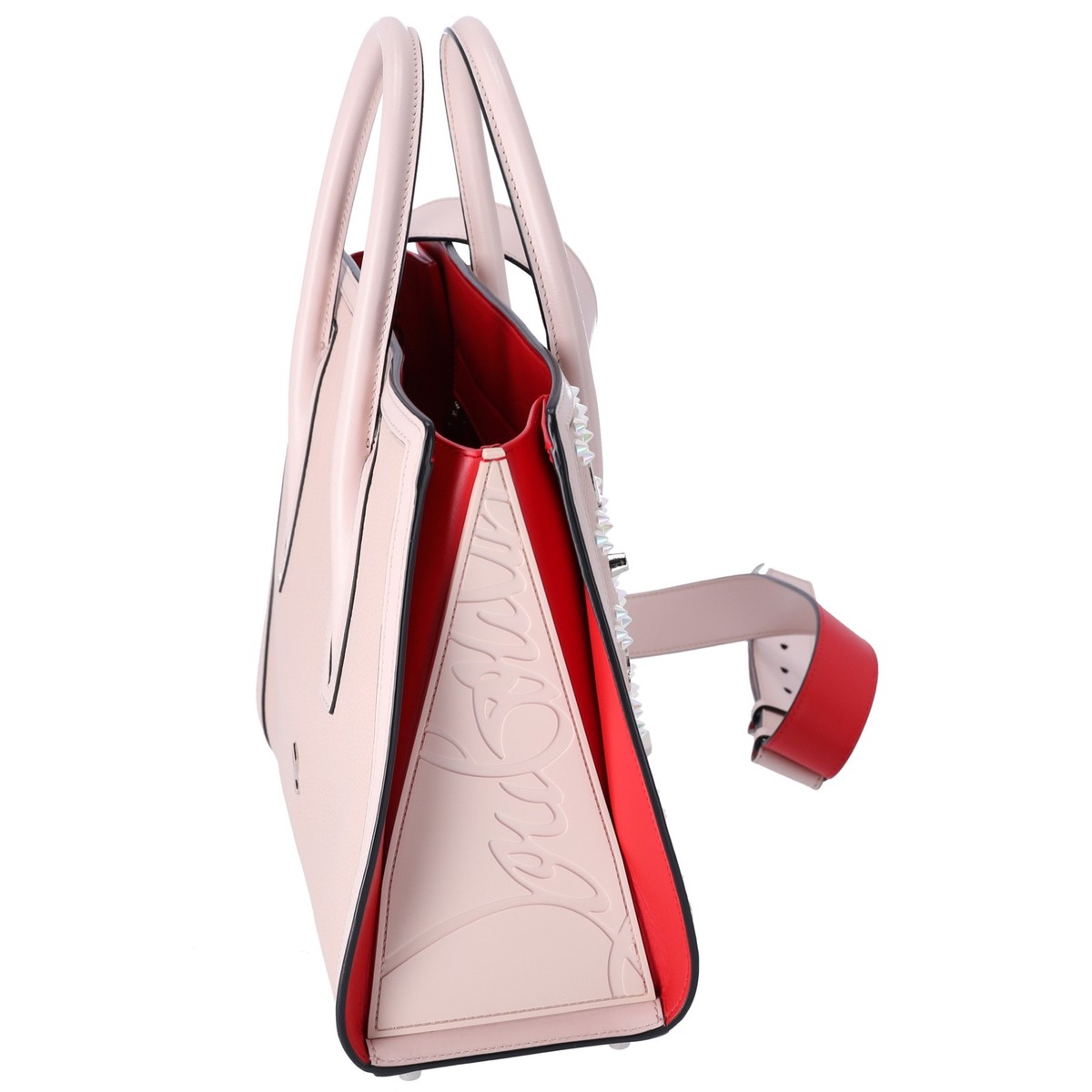 Christian Louboutin Paloma Studded Medium Tote Light Pink Leather 