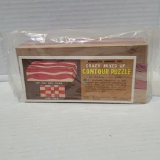 Vintage NEW - Shackman CRAZY MIXED UP Contour Puzzle - Wooden 6x3x2in