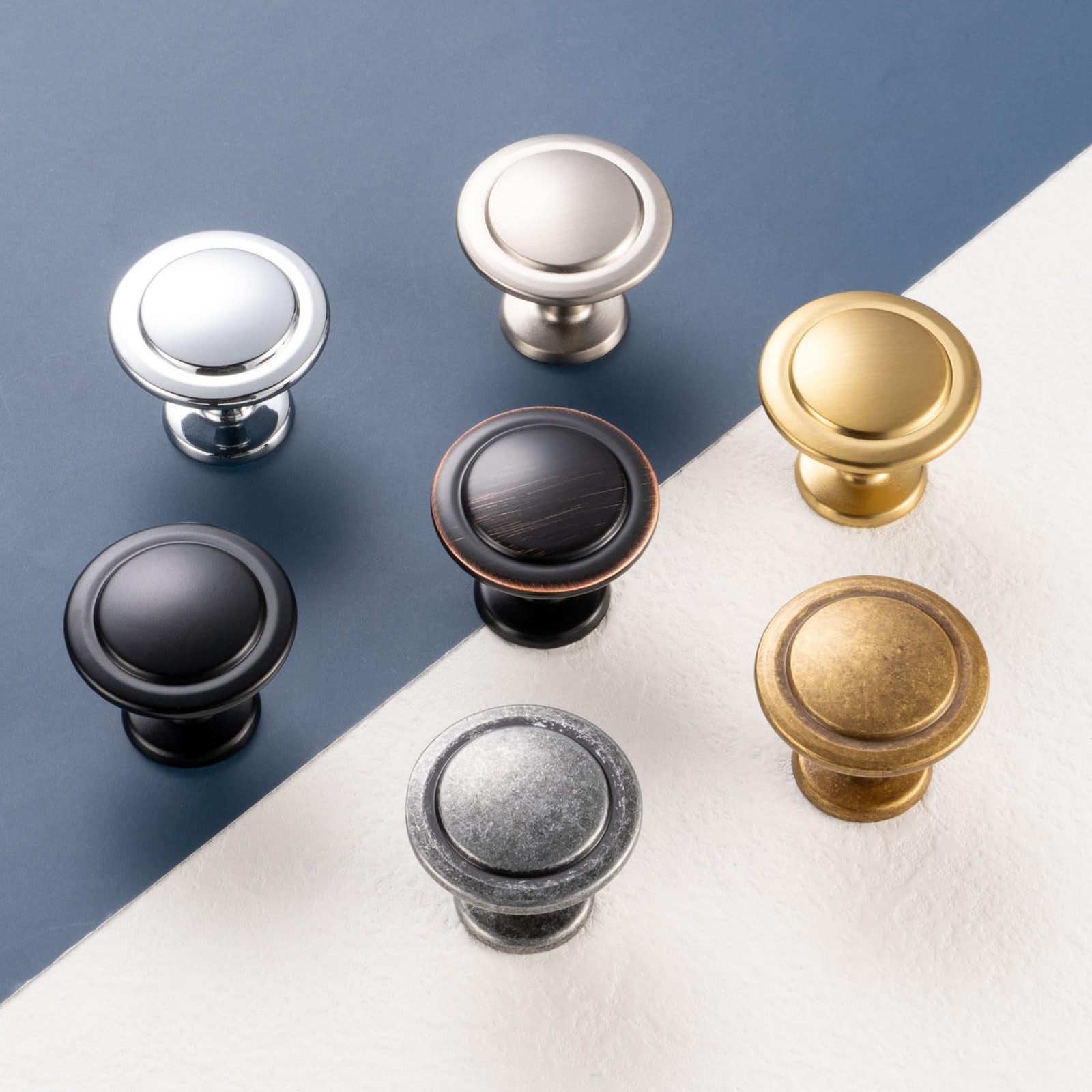 Antique Brass Cabinet Knobs Round Kitchen Pulls 10 Pack 8222 | eBay