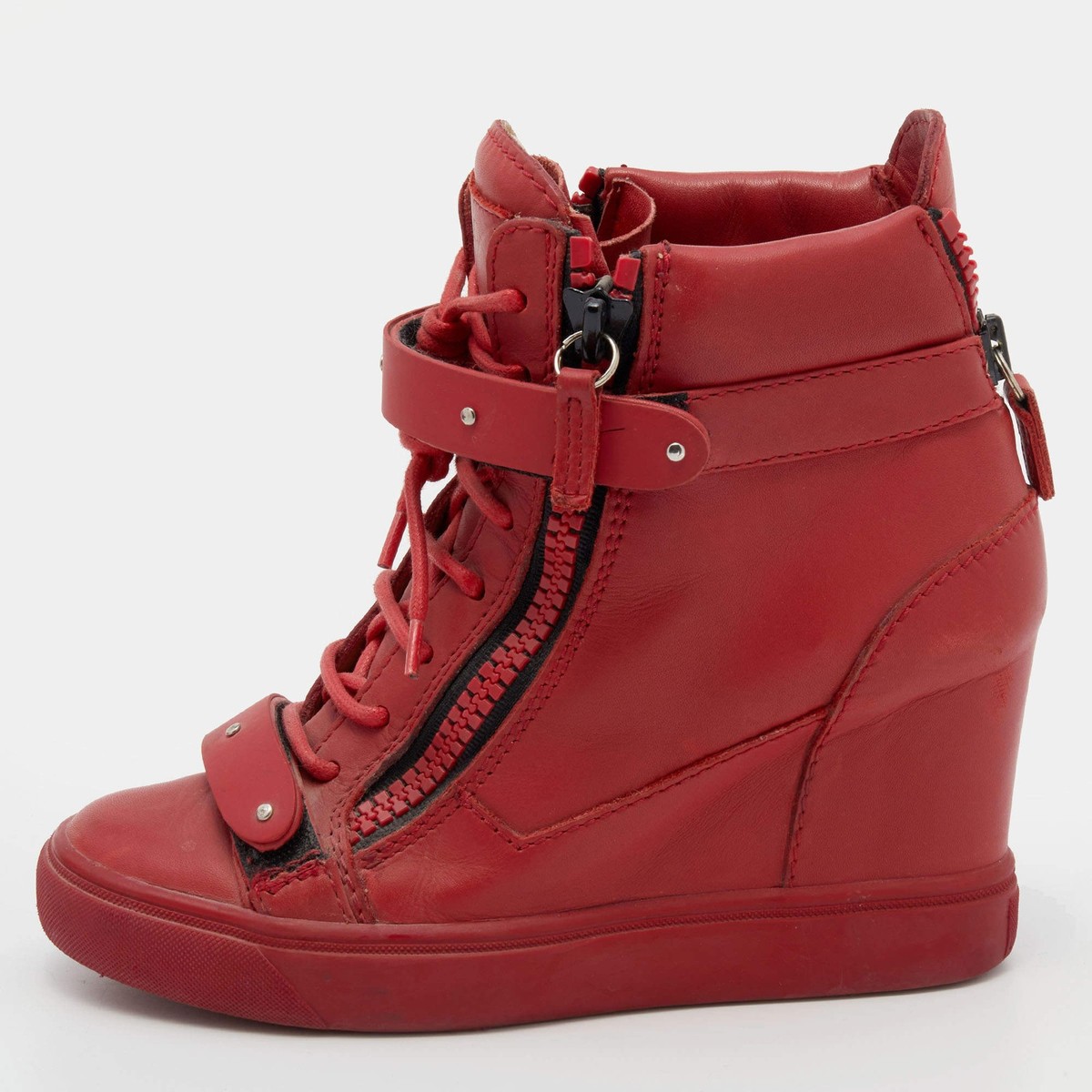 red high top wedge sneakers