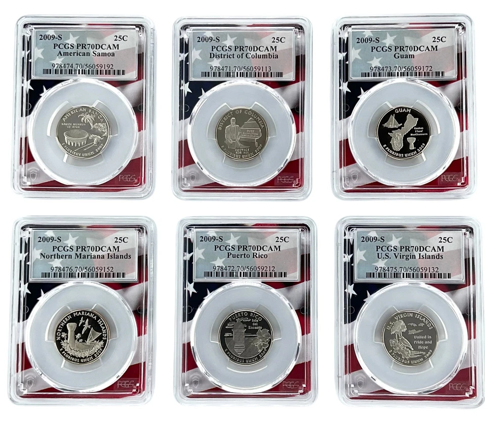 2009 S Clad Quarter 6 Coin Set PCGS PR70 Ultra Cameo - Flag Frame w/Case - Image 2 of 2