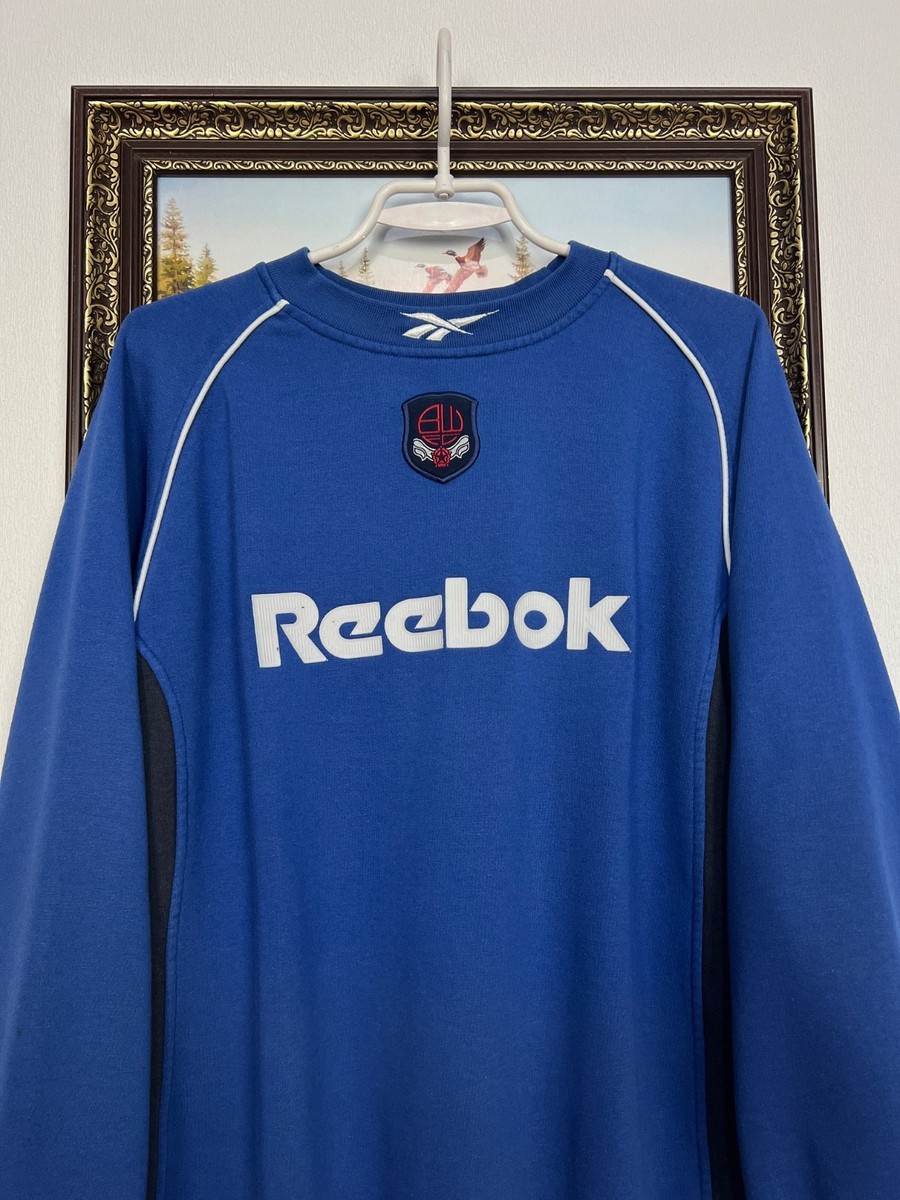Vintage 90's Reebok Bolton Wanderers Football Blue Sweatshirt