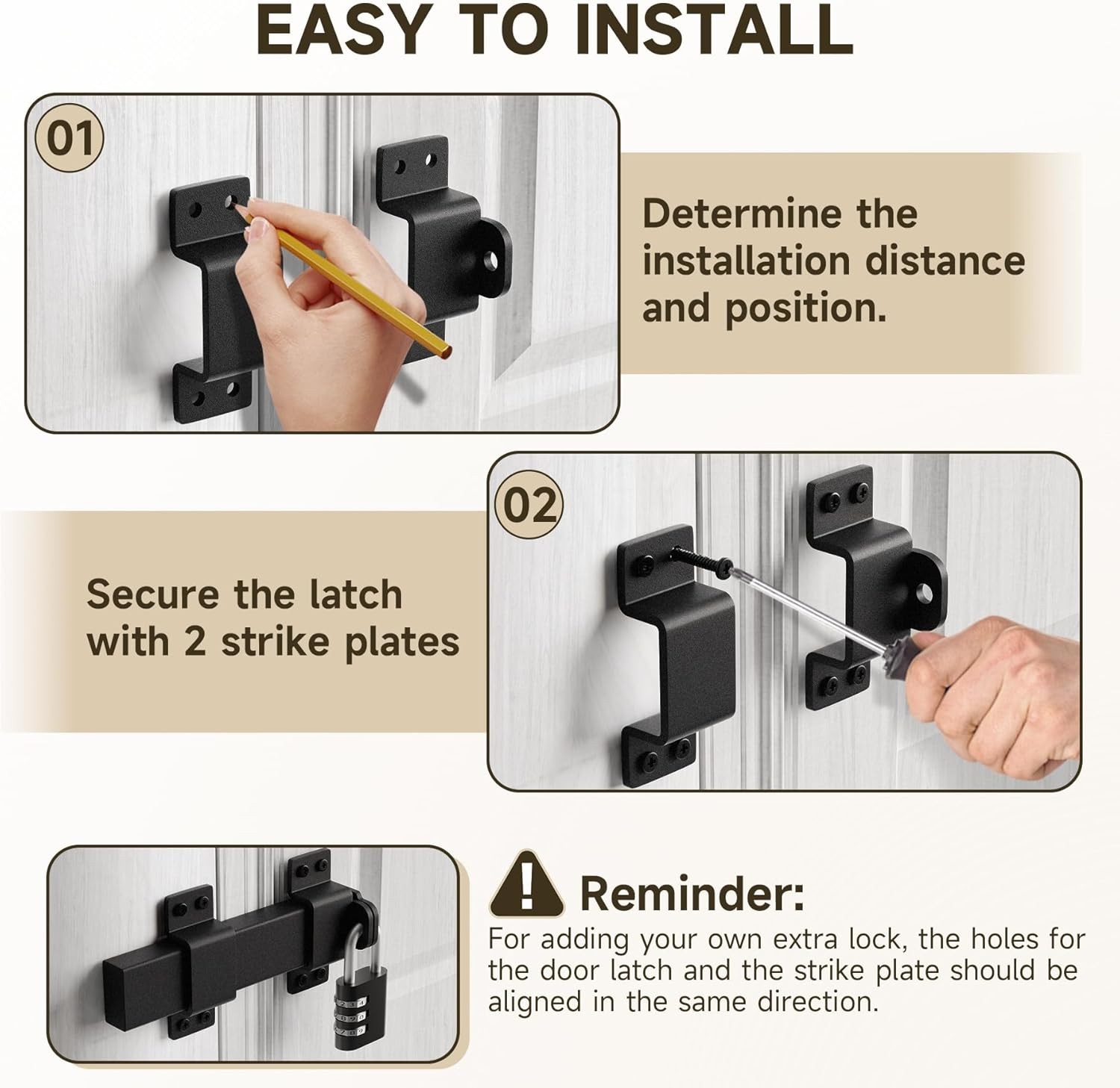 Slide Gate Latch,Heavy Duty Door Latch with Padlock Hole, Adjustable Latch Lock,