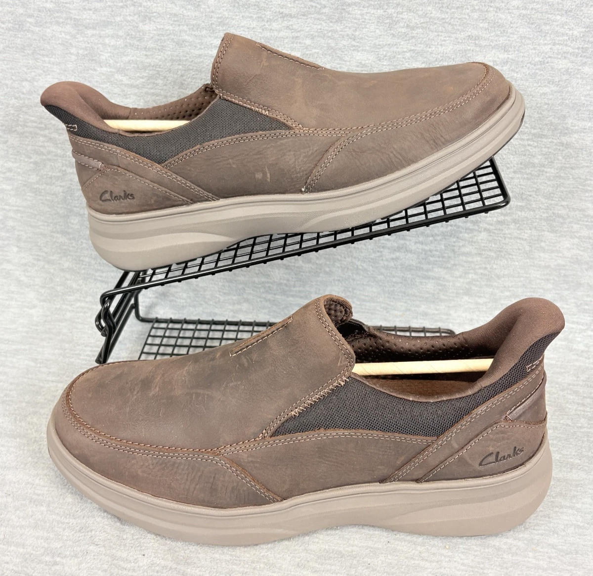 Clarks Collection Mens Tan Leather Bicycle Toe‎ Slip On Loafers Dress Shoes 12W Men main image 4