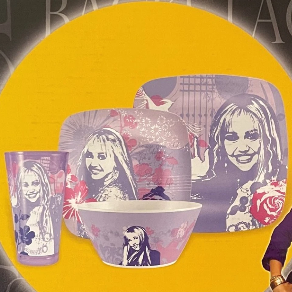 Hannah Montana Juego de Regalo de 4 Piezas para Comidas, Juego de Vajilla Raro Foto 2 de 3