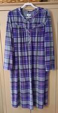 ARIA VELOUR FLEECE NIGHTGOWN POCKETS PURPLE GRAY PLAID 2X 18W-20W COZY SOFT