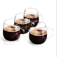 borosilicate large coffee cup set of 4