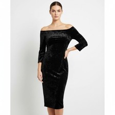 Eliza  J Dress Womens Size 20 W Off The Shoulder Velvet Black Sheath Stretch