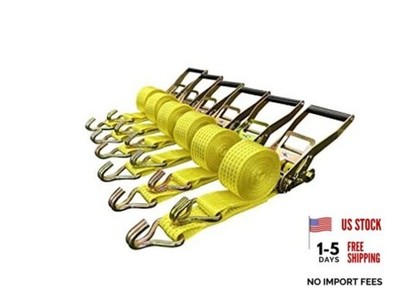 Ratchet Tie Down Straps - 2'' x 15 ft - 5,000 lb Breaking Strength - J-Hook - 6