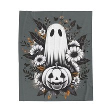 Velveteen Plush Blanket, Halloween Ghost Throw,