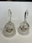 Fenton Crystal Basket Weave Bells, Handpainted Strawberry and Wildflower Design