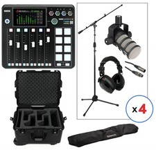 Rode RODECaster Pro II and PodMic 4-person Mobile Podcast Kit - Hard Case