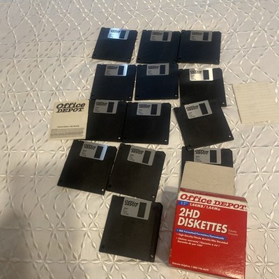Lot of 13 Office Depot 3.5  2HD Floppy Disks 1.44MB IBM Formatted Open Box NOS