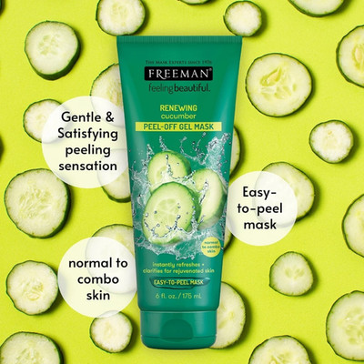 Freeman Renewing Cucumber Peel-Off Gel Mask 175 ml for Soft Beautiful Skin Vegan