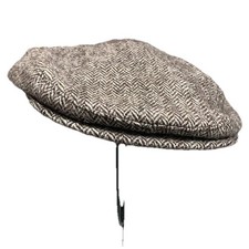 Orvis 1993 “Winston Natural Wool” Made in USA Tweed Paperboy Cap Adjust. Strap