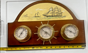 Vintage 3-in-1 Weather Station Barometer Thermometer Hygrometer Wood Wall Plaque