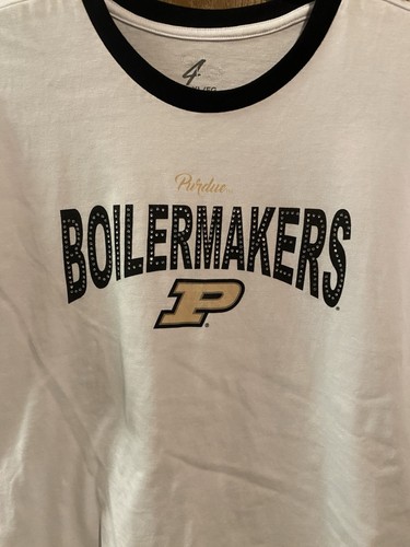 NWT Womens Purdue University Boilermakers Rhinestone Colorblock T-Shirt Sz XL - Picture 3 of 7