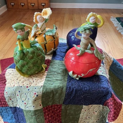 VNTG O Well Vegetable People With Lids -Tomato, Pumpkin, Artichoke,Eggplant*READ