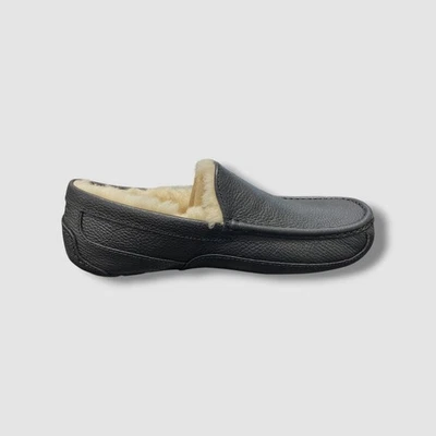 UGG Men's Black Ascot Leather Moccasin Slippers Shoes Size 8 - Image 1 of 3