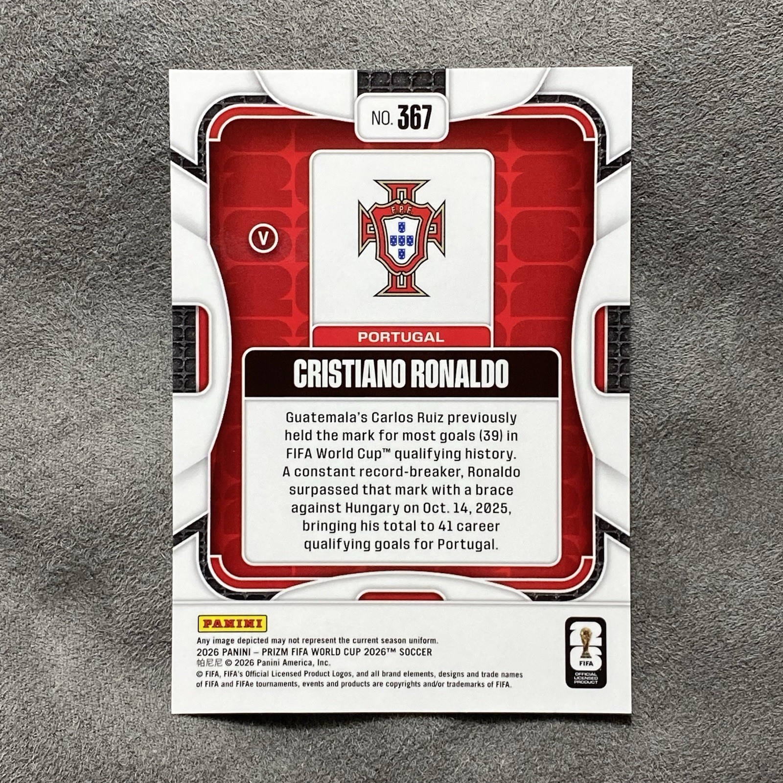 2026 Panini Prizm World Cup Cristiano Ronaldo #367 IMAGE VARIATION SSP PK-Fresh view 3