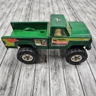 Vintage Tonka 24HR Towing Green Pressed Steel Tow Truck Toy Monster Tires Pickup
