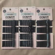 3pk CONAIR PIIN  HOLD BOBBY PINS 90 Each BLACK 55351Z ALL HAIR TYPES