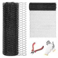 12'' x 50' Black Chicken Wire Fencing, 1 inch Chicken Wire and 19 Gauge Poult...