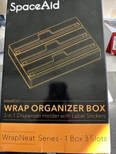 SpaceAid WrapNeat 3 in 1 Wrap Organizer with Cutter and Labels, Plastic Wrap