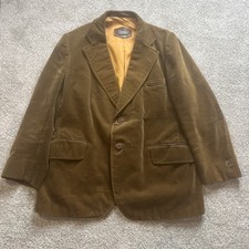 Cortefiel Men's Single Breasted Corduroy Blazer Jacket Brown Vintage