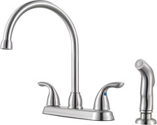 Pfirst Series 2-Handle High Arc Kitchen Sink Faucet with Side Sprayer, Stainless