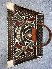 Vintage leather Hand Woven Purse
