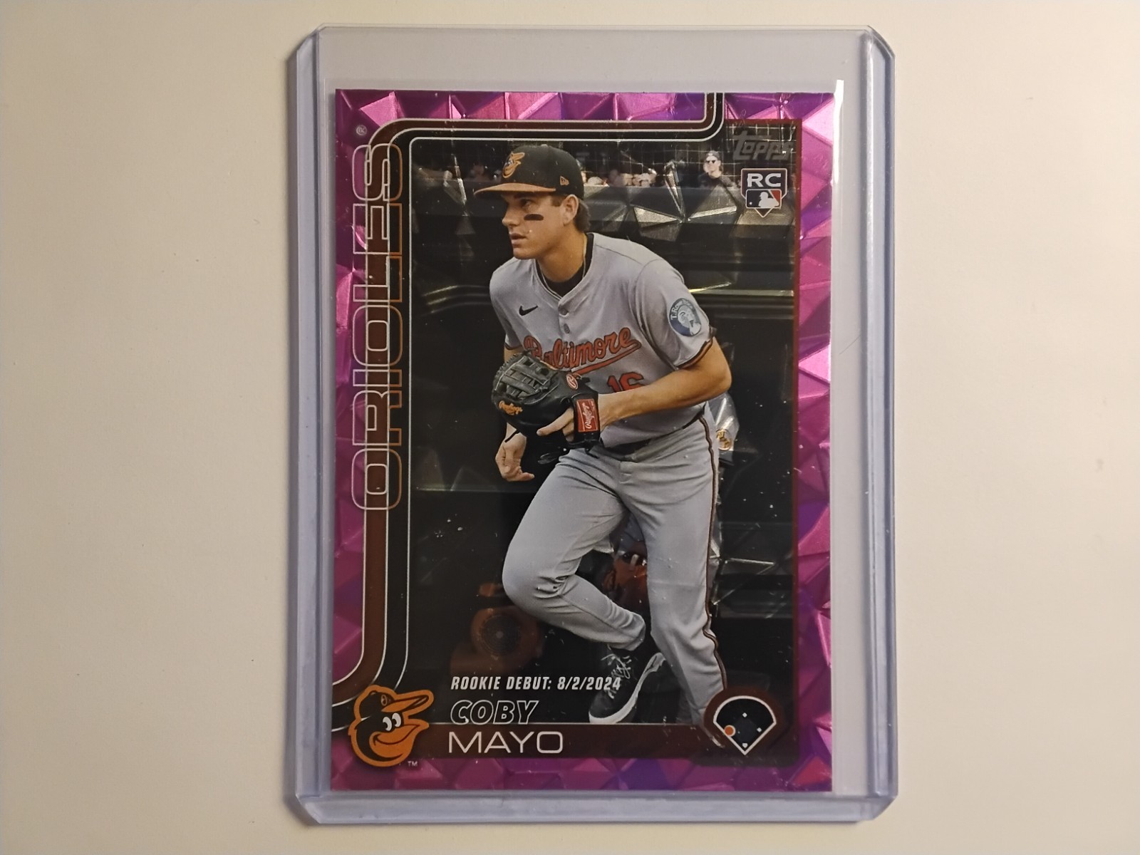 2025 Topps Update Series Coby Mayo (RC) #US282 MLB Debut Pink Diamante Foil