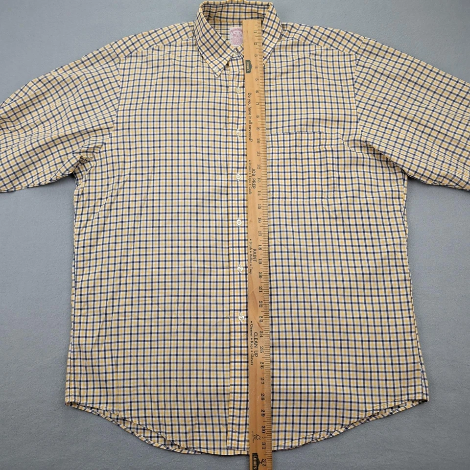 Vintage Brooks Brothers Shirt Mens 16-4 Yellow Blue Check Made in USA Makers - Image 4 of 4