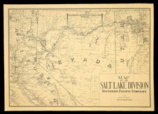 ca 1945 Southern Pacific Railroad Map Salt Lake Division Lucin Cutoff Crossing