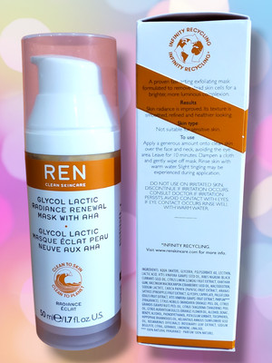 REN Clean Skincare Glycol Lactic Radiance Renewal Mask + AHA 1.7 fl oz / 50 ml