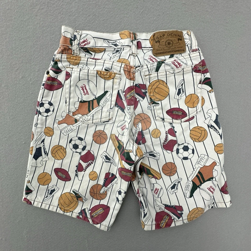 Pantalones Cortos DE COLECCIÓN Gap Niños Medianos 10 Blancos Deportes Rayas Denim Jean Largo Hecho en EE. UU. Foto 2 de 4