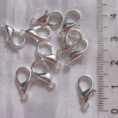 20 FERMOIRS MOUSQUETONS 14x8MM ARGENTÉS PINCES DE HOMARD livraison gratuite M11 - Photo 1/4