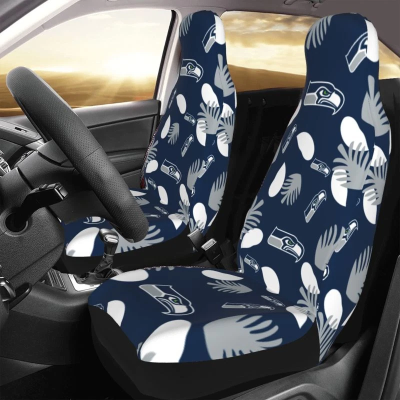 2pcs Seattle Seahawks Elastic Car Seat Covers Car Front Rear Protectors Decor