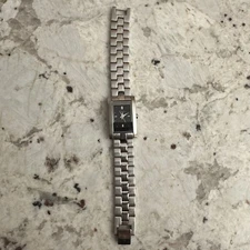 Bulova 96L37 Women's Silver Tone Black Analog Dial Wrist Watch Bracelet Band A0