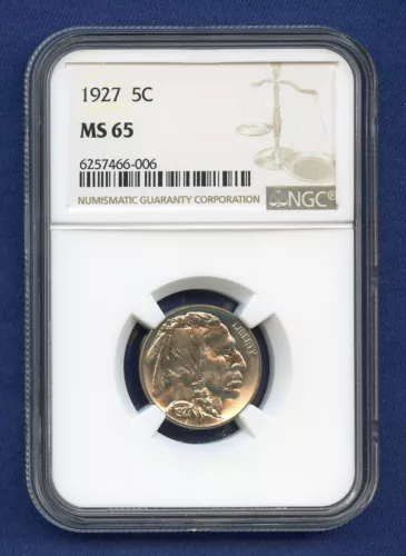 1927 P NGC MS65 Buffalo Nickel 5c US Mint Coin 1927-P MS-65 Blast White !