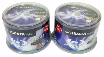 100 RIDATA Valor Blank BluRay Up to 10X Blank BD-R 25GB White Inkjet Printable