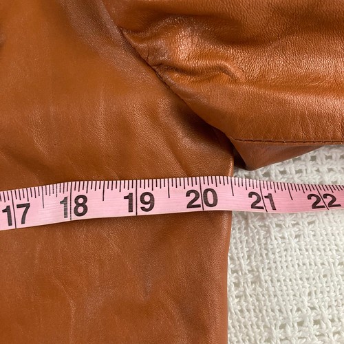 Camel Leather Coat Cognac Brown Jacket Size 42 Made in Argentine Argentina - Picture 4 of 7